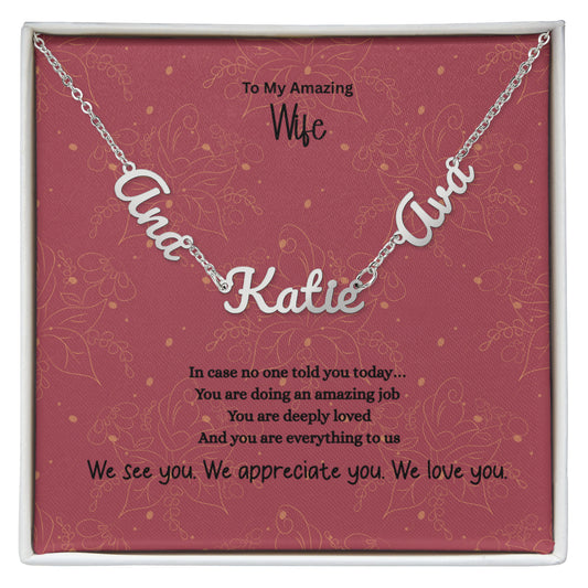 To My Amazing Wife-Personalized 2–3 Name Necklace – Custom Script Name Jewelry Gift for Mom, Wife, or Family (Gold or Stainless Steel)