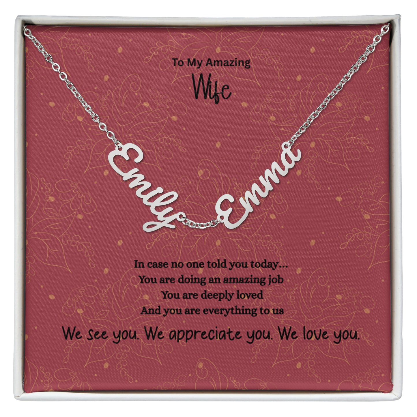 To My Amazing Wife-Personalized 2–3 Name Necklace – Custom Script Name Jewelry Gift for Mom, Wife, or Family (Gold or Stainless Steel)
