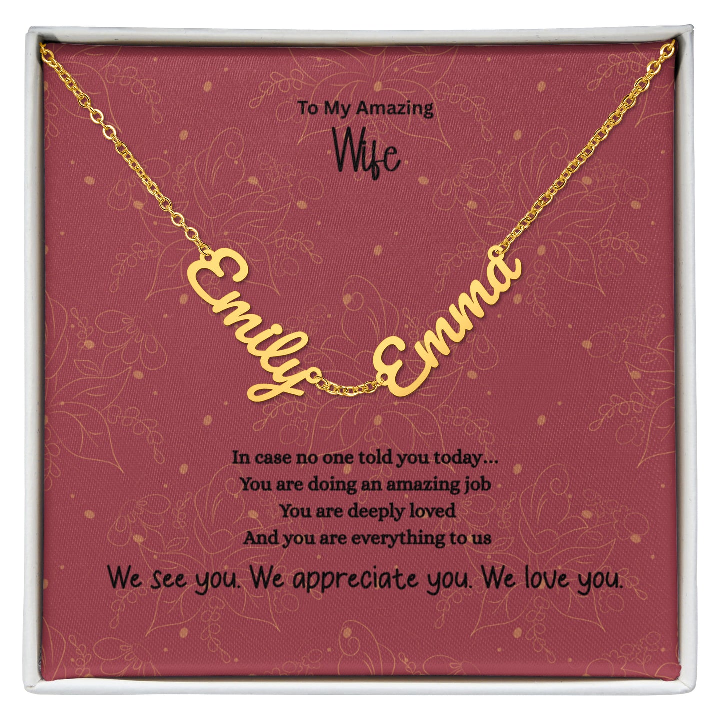 To My Amazing Wife-Personalized 2–3 Name Necklace – Custom Script Name Jewelry Gift for Mom, Wife, or Family (Gold or Stainless Steel)