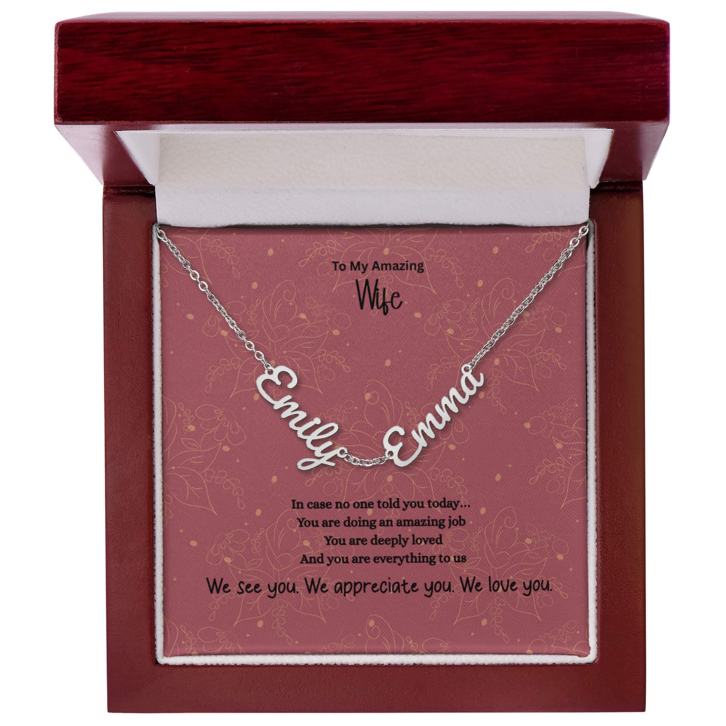 To My Amazing Wife-Personalized 2–3 Name Necklace – Custom Script Name Jewelry Gift for Mom, Wife, or Family (Gold or Stainless Steel)