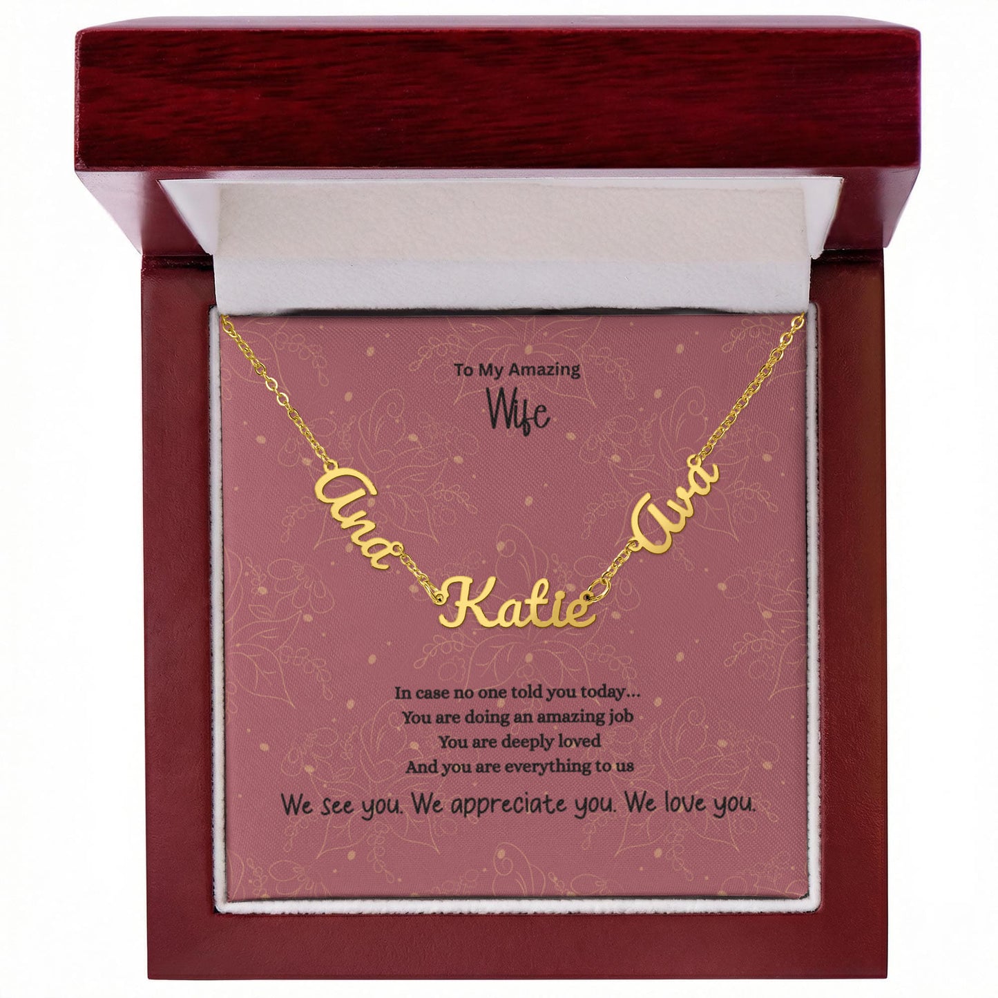 To My Amazing Wife-Personalized 2–3 Name Necklace – Custom Script Name Jewelry Gift for Mom, Wife, or Family (Gold or Stainless Steel)