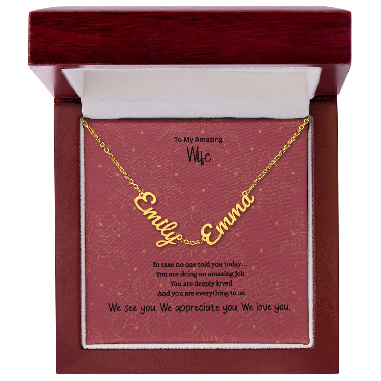 To My Amazing Wife-Personalized 2–3 Name Necklace – Custom Script Name Jewelry Gift for Mom, Wife, or Family (Gold or Stainless Steel)