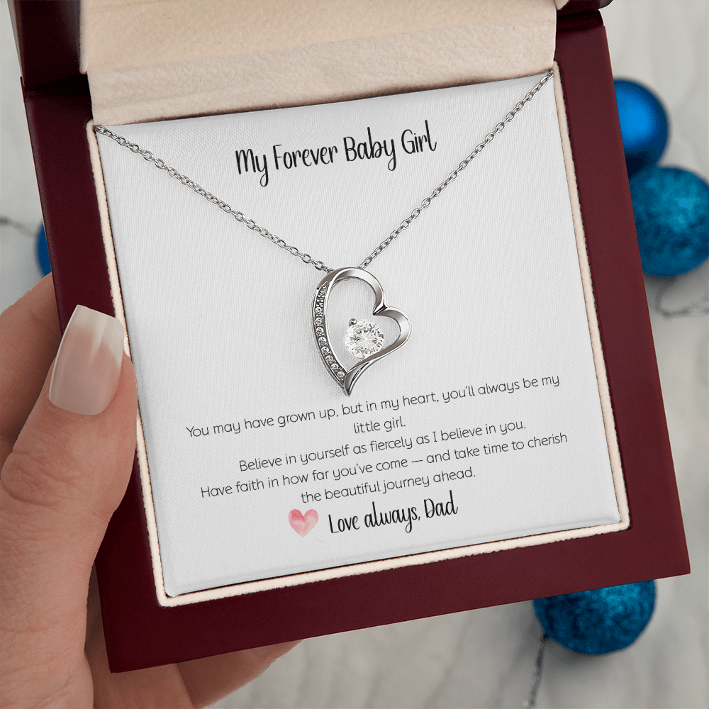 My Forever Baby Girl-Forever Love Heart Necklace - CZ Crystal Pendant Gift for Daughter from Dad