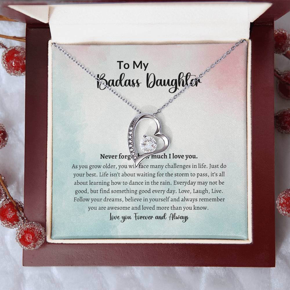 To My Badass Daughter Forever Love Necklace