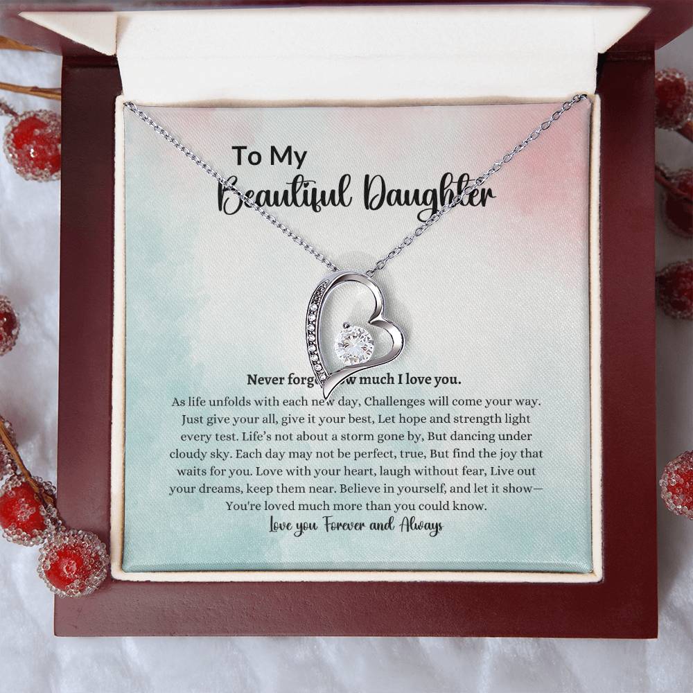 To My Beautiful Daughter Forever Love Necklace