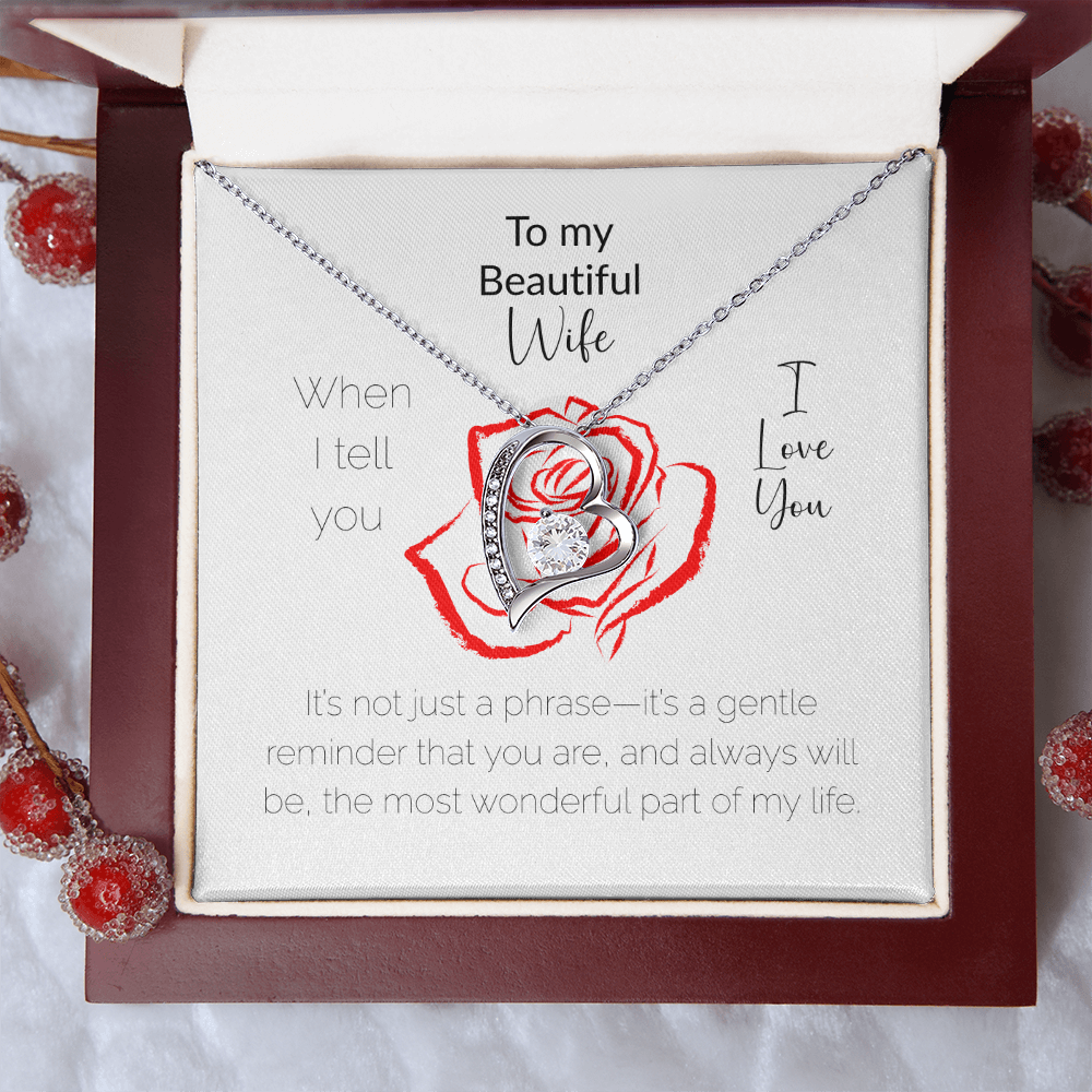To My Beautiful Wife Forever Love Necklace – Heart Pendant Gift with Message Card & Luxury Box