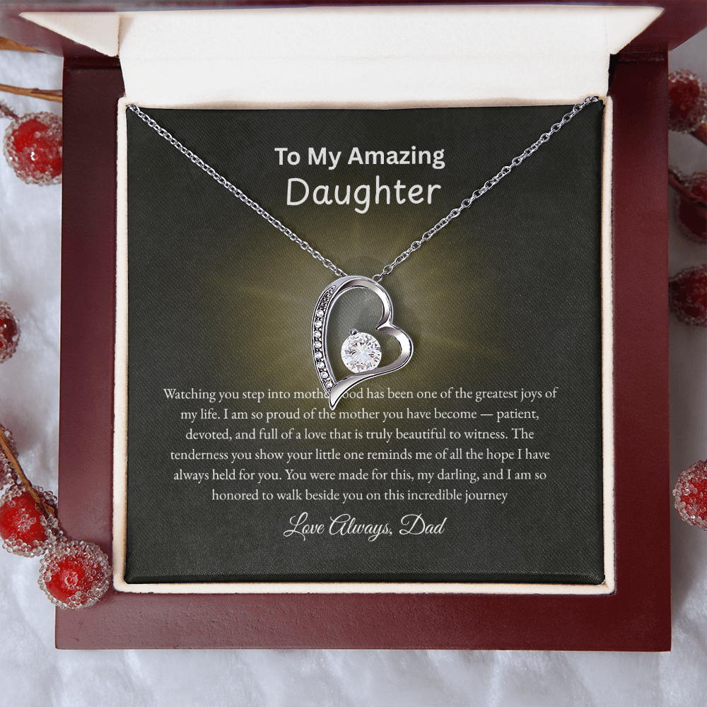Forever Love Necklace for Daughter from Dad – Heart Pendant | Motherhood Gift |