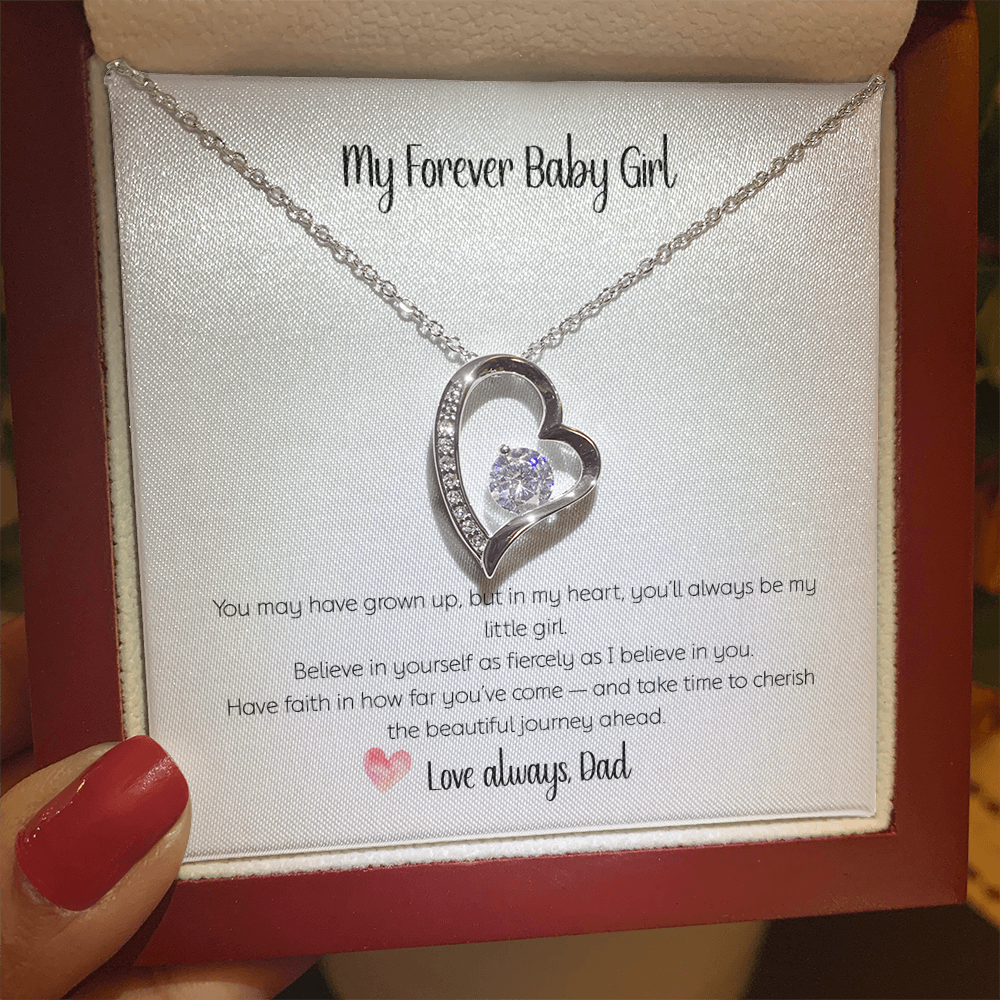 My Forever Baby Girl-Forever Love Heart Necklace - CZ Crystal Pendant Gift for Daughter from Dad