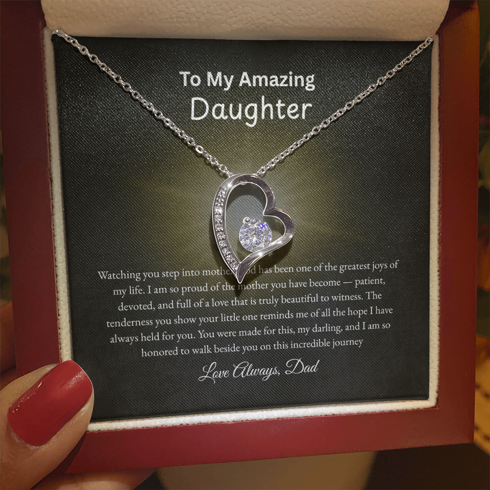 Forever Love Necklace for Daughter from Dad – Heart Pendant | Motherhood Gift |