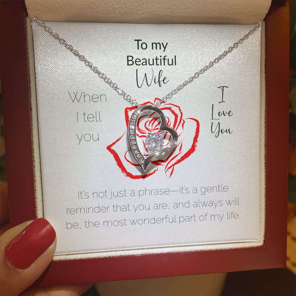 To My Beautiful Wife Forever Love Necklace – Heart Pendant Gift with Message Card & Luxury Box