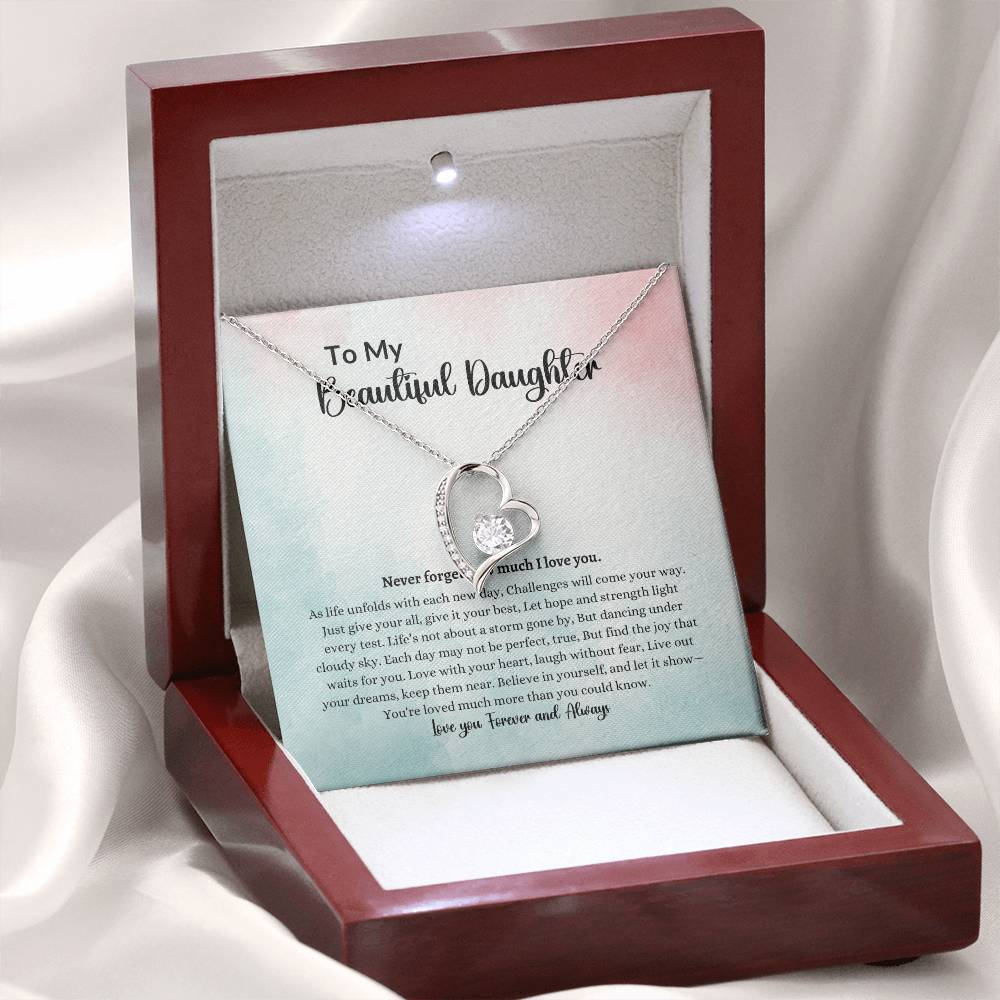 To My Beautiful Daughter Forever Love Necklace