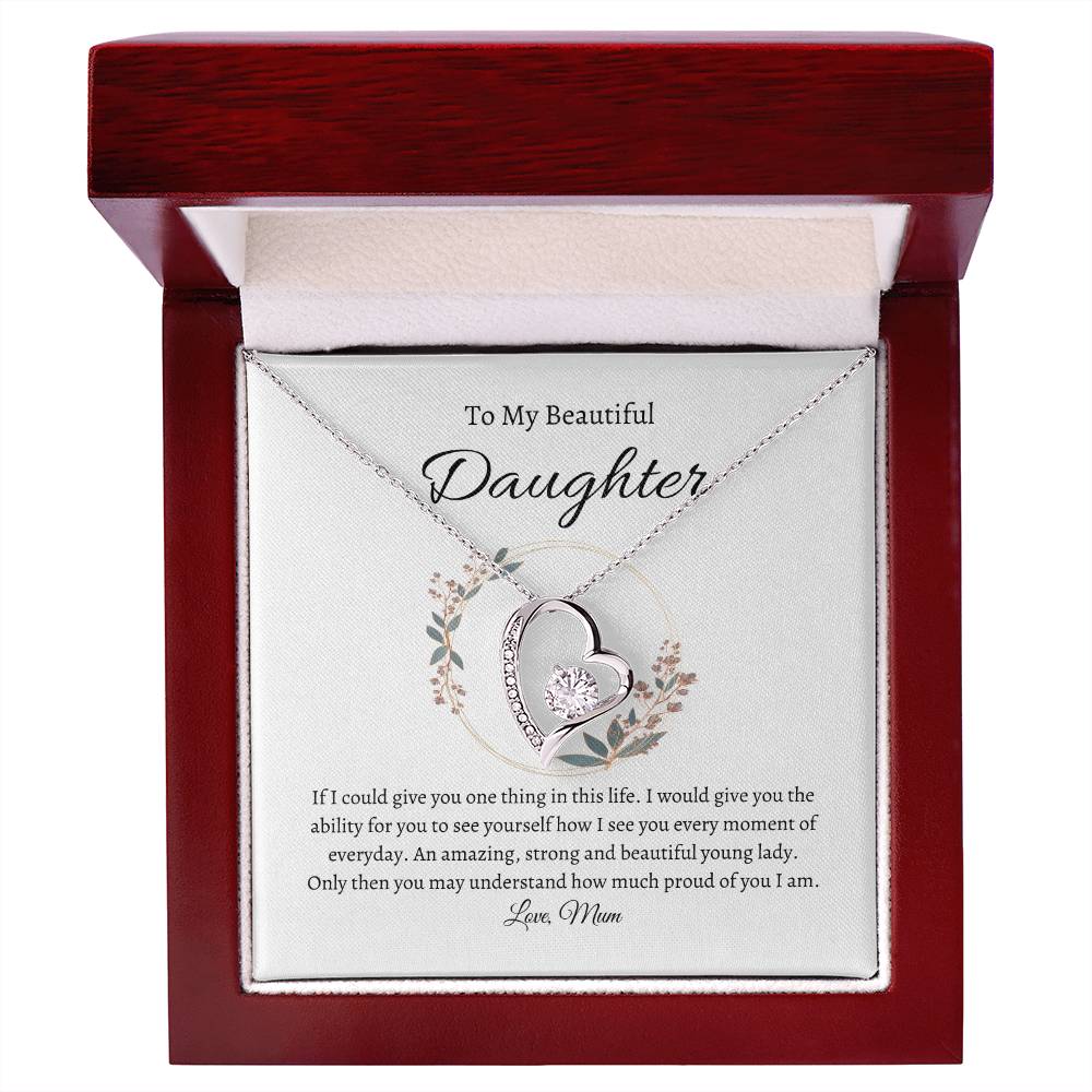 To My Beautiful Daughter Forever Love Necklace