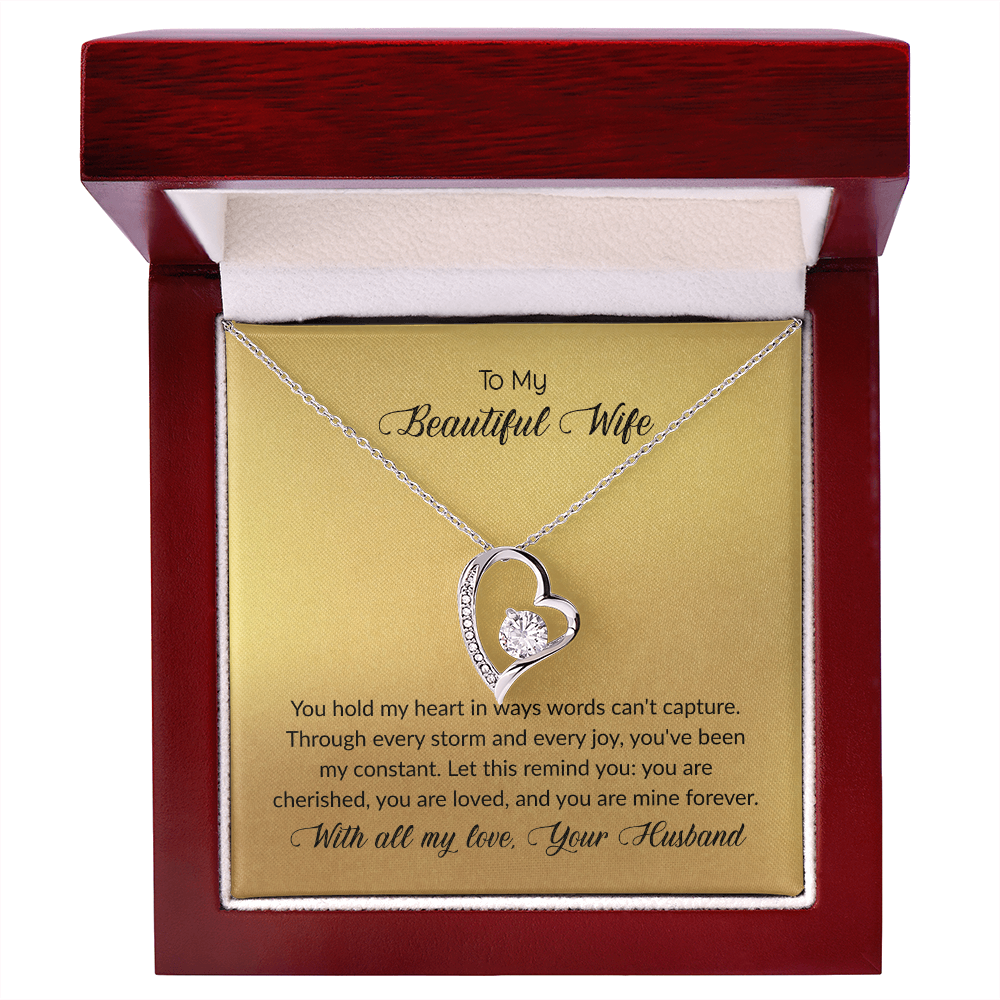 To My  Beautiful Wife Forever Love Heart Necklace for Wife