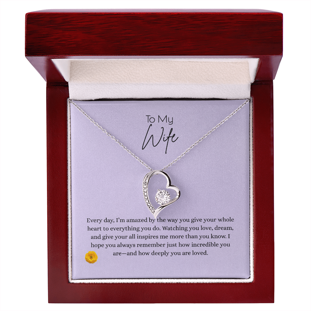 Forever Love Necklace – Heart Pendant, Gift for Wife | 14k White Gold or 18k Yellow Gold Finish