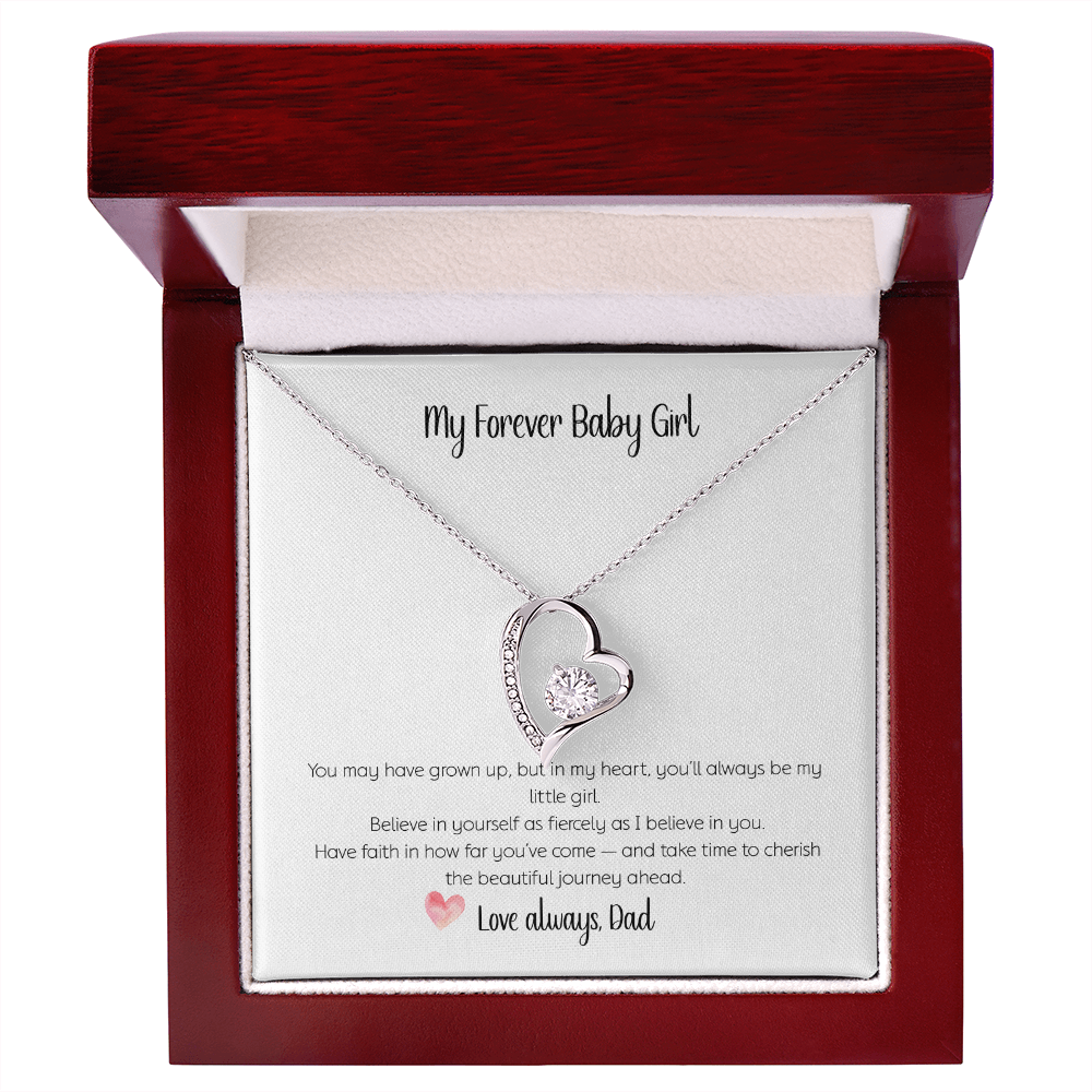 My Forever Baby Girl-Forever Love Heart Necklace - CZ Crystal Pendant Gift for Daughter from Dad