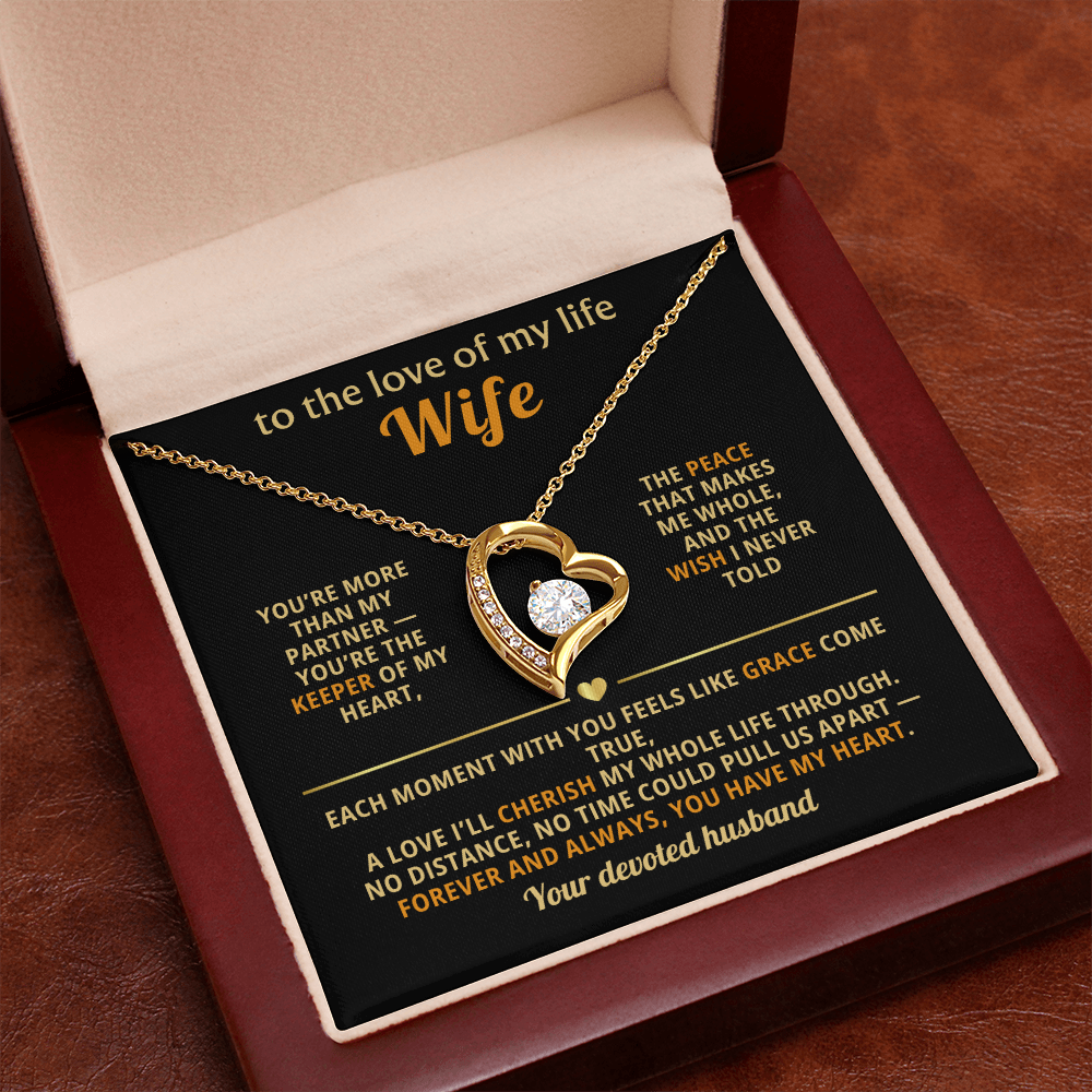 Heart Pendant Wife Necklace – To the Love of My Life - 14k White Gold Over Stainless Steel