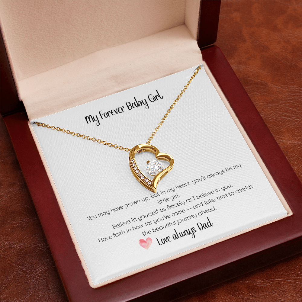 My Forever Baby Girl-Forever Love Heart Necklace - CZ Crystal Pendant Gift for Daughter from Dad