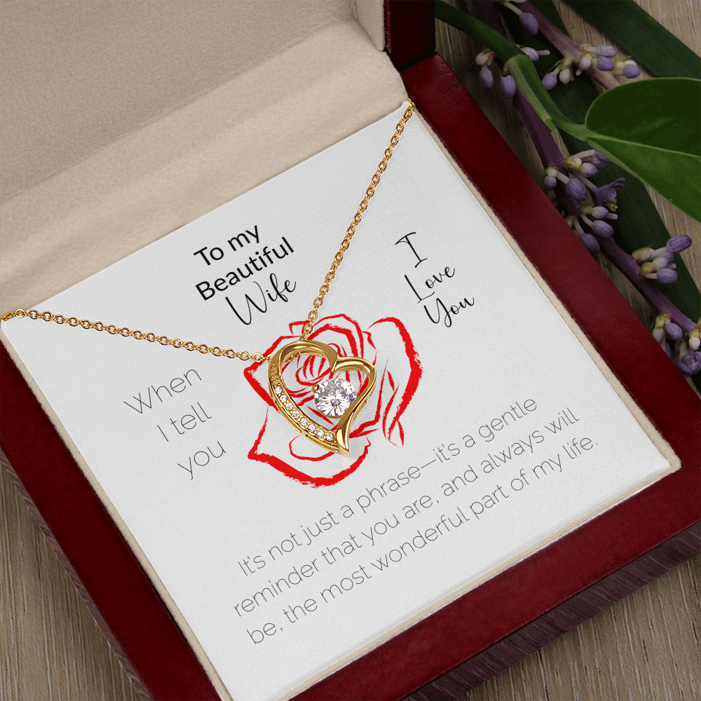 To My Beautiful Wife Forever Love Necklace – Heart Pendant Gift with Message Card & Luxury Box