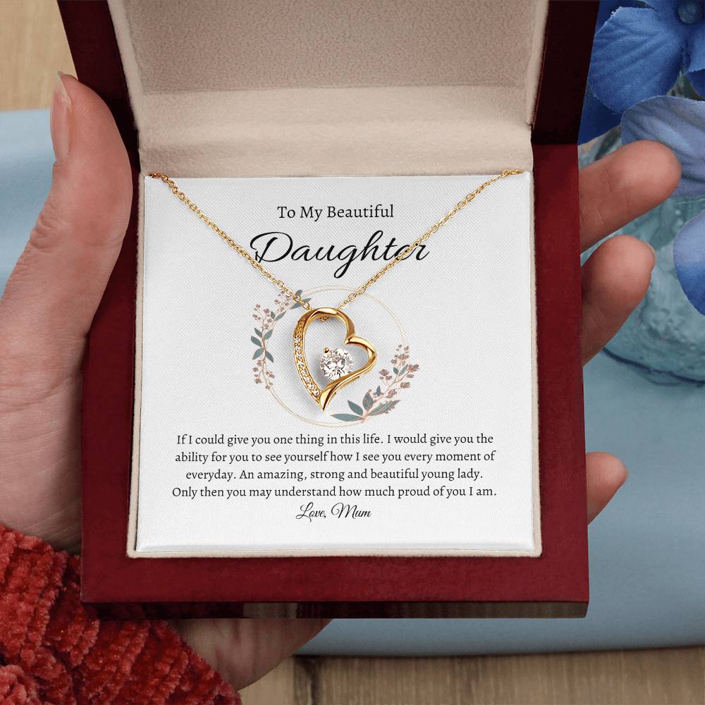 To My Beautiful Daughter Forever Love Necklace