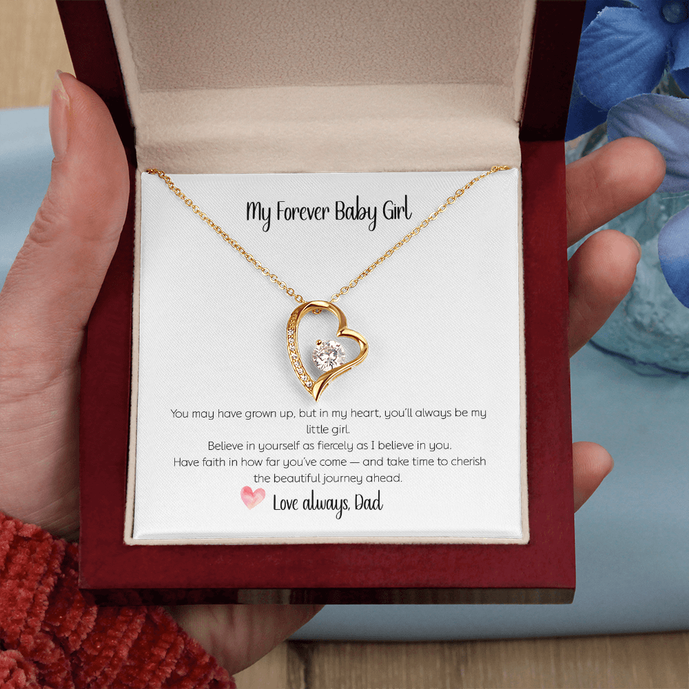 My Forever Baby Girl-Forever Love Heart Necklace - CZ Crystal Pendant Gift for Daughter from Dad