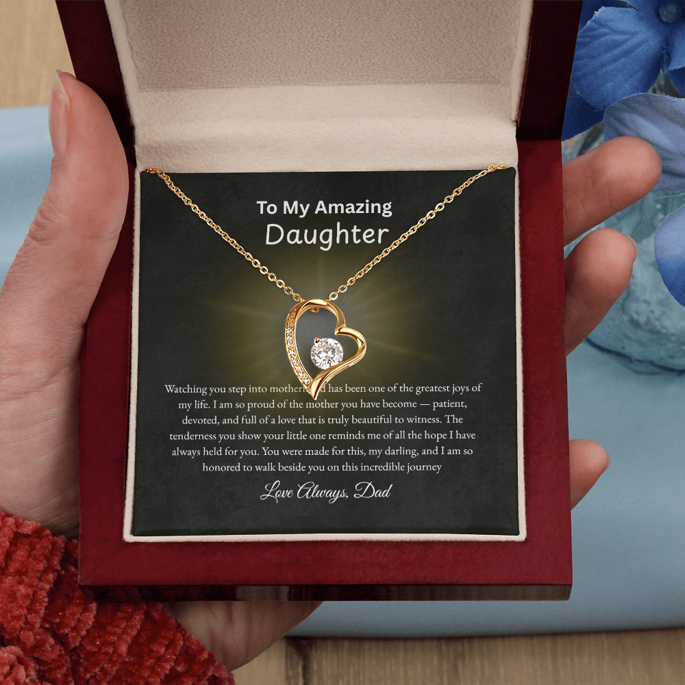 Forever Love Necklace for Daughter from Dad – Heart Pendant | Motherhood Gift |