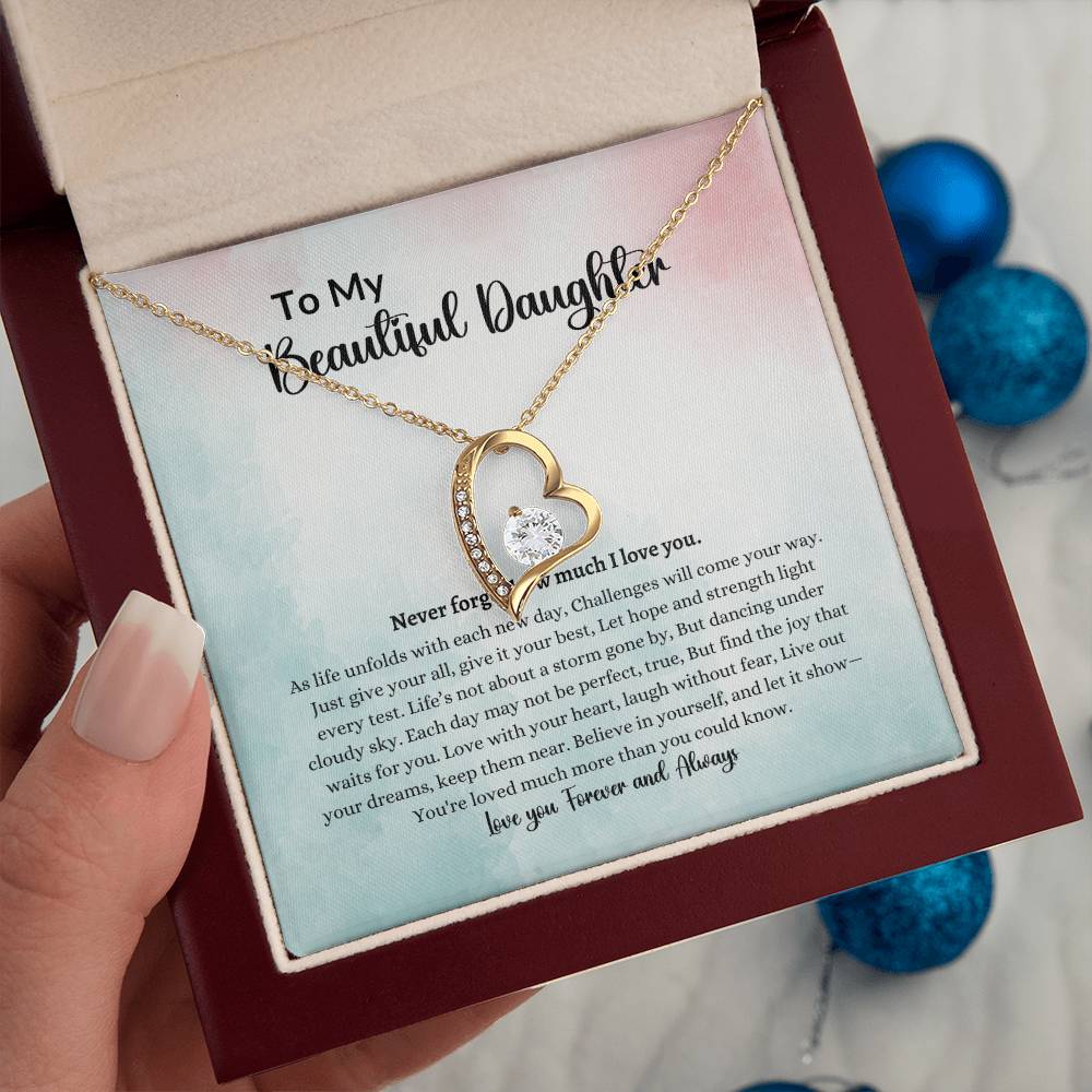 To My Beautiful Daughter Forever Love Necklace