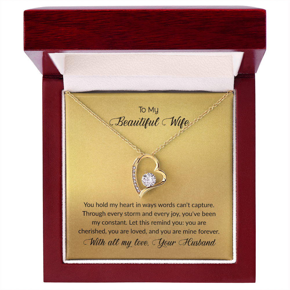 To My  Beautiful Wife Forever Love Heart Necklace for Wife