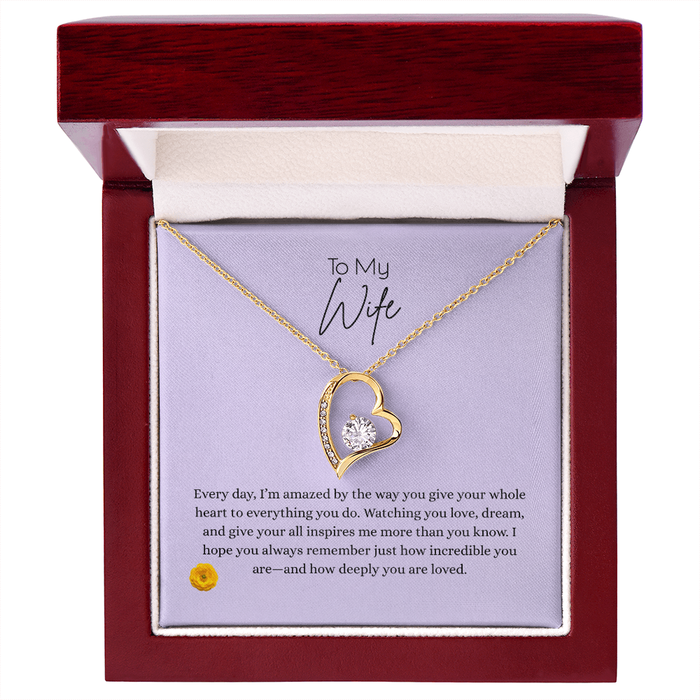 Forever Love Necklace – Heart Pendant, Gift for Wife | 14k White Gold or 18k Yellow Gold Finish