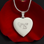 You Lift My Soul engraved heart necklace on polished stainless steel pendant displayed on a red rose with adjustable snake chain, personalized romantic jewelry gift