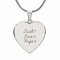 Personalized Engraved Heart Necklace – Faith Love Hope Pendant, Custom Name or Date, Stainless Steel or 18K Gold Gift for Her