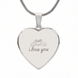 I Love You Heart Hands Engraved Heart Necklace | Custom Personalized Pendant