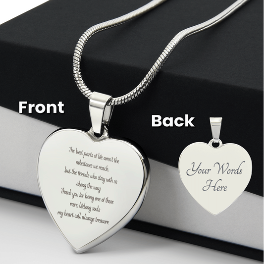 Treasured Friendships | Personalized Engraved Heart Necklace | 18K Gold or Stainless Steel