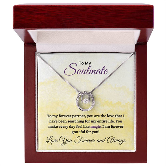 To My Soulmate Horseshoe Necklace