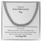 Cuban Link Chain Gift for Son from Mom – sentimental men’s necklace with message “You Were Made to Do Great Things,” symbolizing strength, faith, and confidence