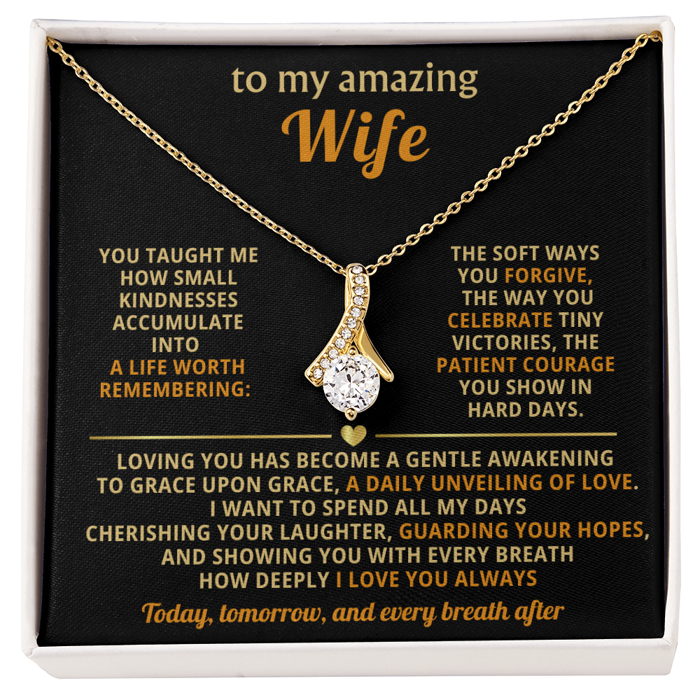 To My Amazing Wife Alluring Beauty Necklace - Romantic Anniversary Birthday Gift for Wife from Husband- Sentimental Valentine's Day Christmas Gift for Spouse