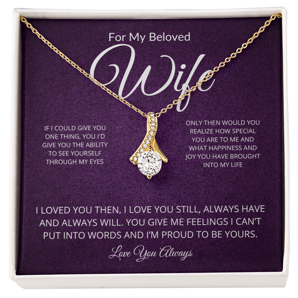 Alluring Beauty Necklace for Wife – Sparkling Pendant with 14k White Gold or 18k Yellow Gold Finish