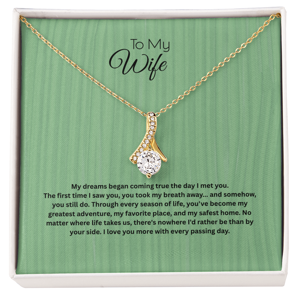 To My Wife Alluring Beauty Ribbon Necklace | Romantic Anniversary Gift for Wife