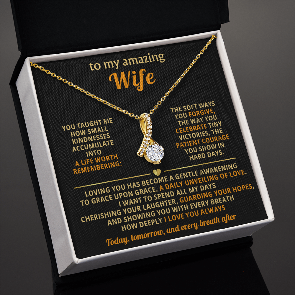To My Amazing Wife Alluring Beauty Necklace - Romantic Anniversary Birthday Gift for Wife from Husband- Sentimental Valentine's Day Christmas Gift for Spouse