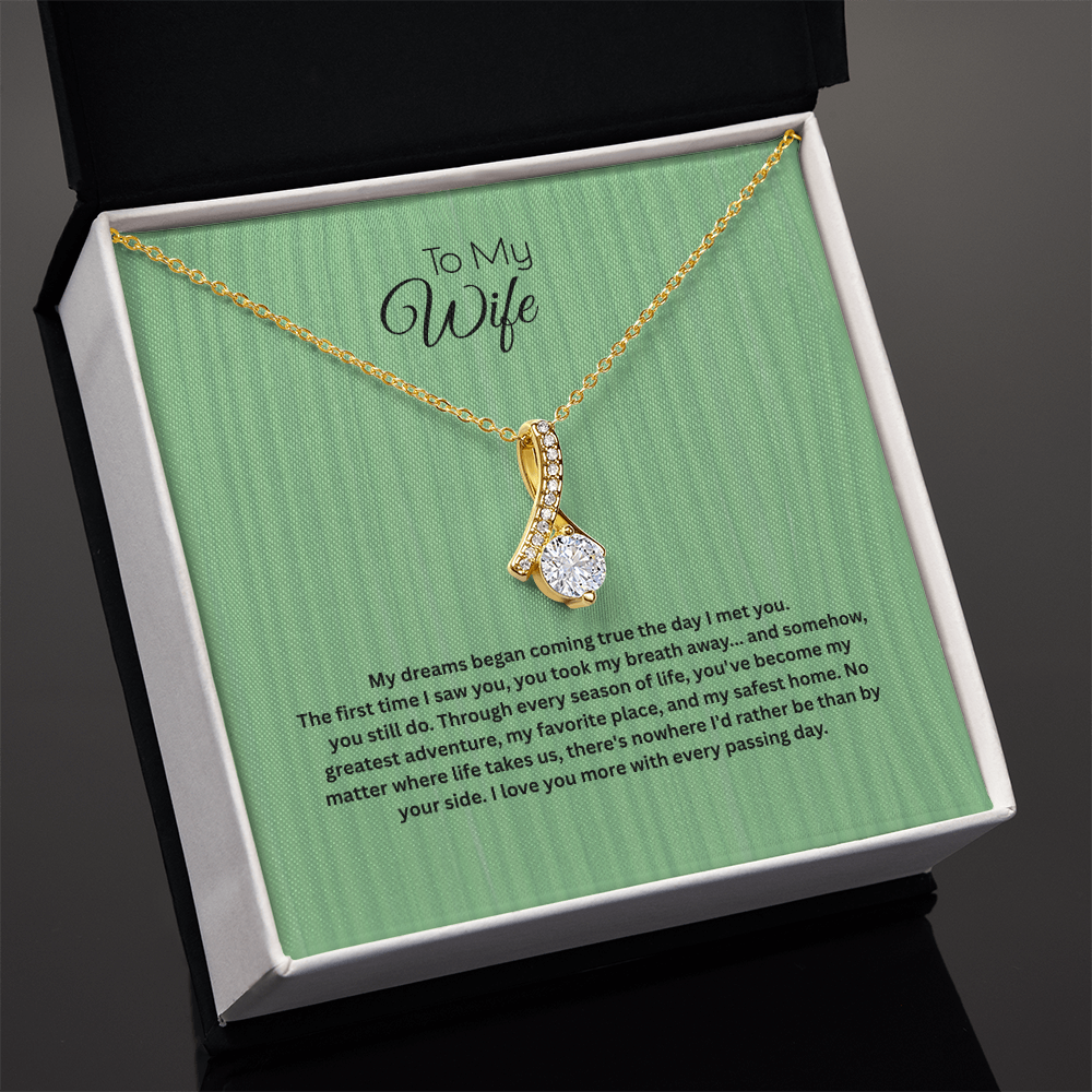 To My Wife Alluring Beauty Ribbon Necklace | Romantic Anniversary Gift for Wife