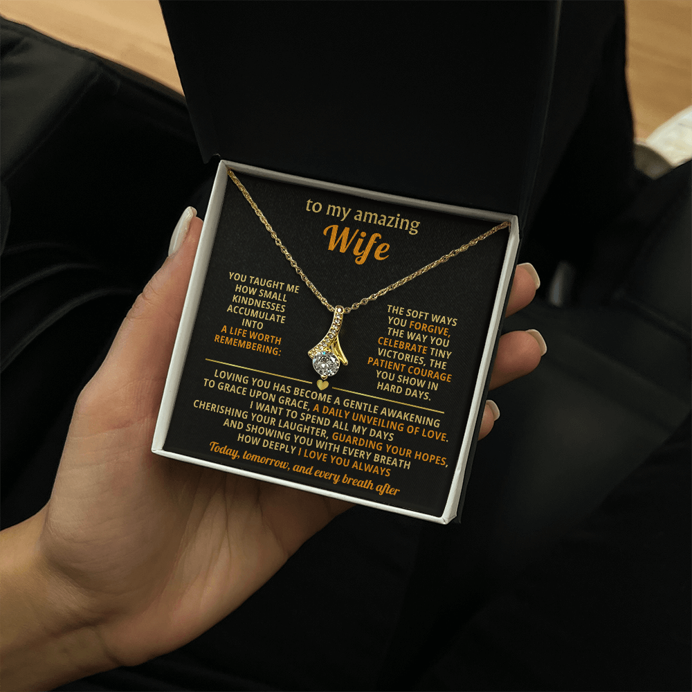 To My Amazing Wife Alluring Beauty Necklace - Romantic Anniversary Birthday Gift for Wife from Husband- Sentimental Valentine's Day Christmas Gift for Spouse