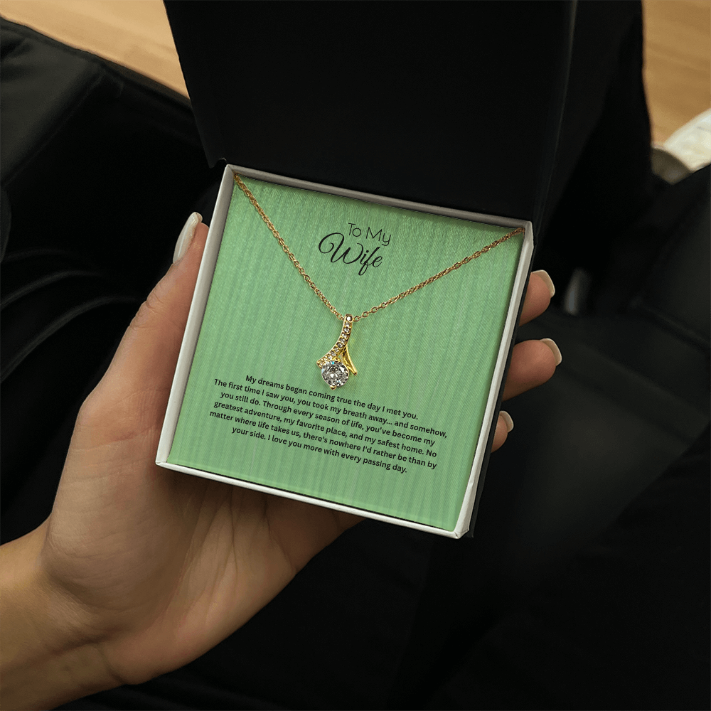 To My Wife Alluring Beauty Ribbon Necklace | Romantic Anniversary Gift for Wife