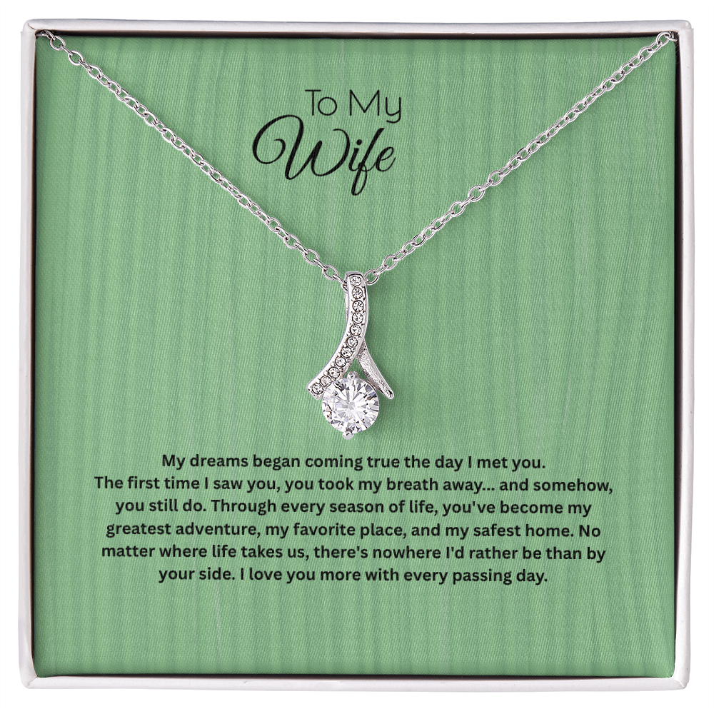 To My Wife Alluring Beauty Ribbon Necklace | Romantic Anniversary Gift for Wife