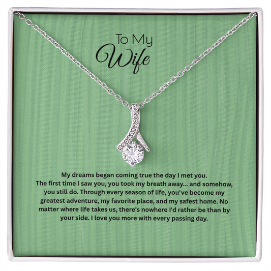 To My Wife Alluring Beauty Ribbon Necklace | Romantic Anniversary Gift for Wife