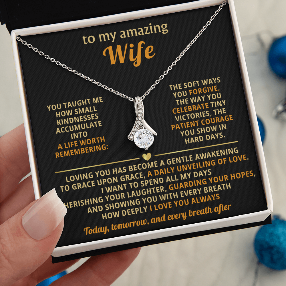 To My Amazing Wife Alluring Beauty Necklace - Romantic Anniversary Birthday Gift for Wife from Husband- Sentimental Valentine's Day Christmas Gift for Spouse