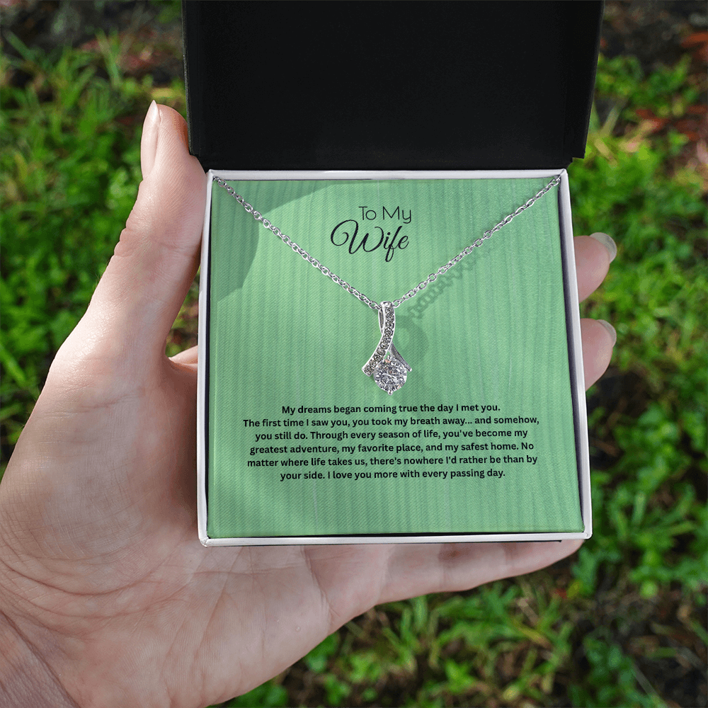 To My Wife Alluring Beauty Ribbon Necklace | Romantic Anniversary Gift for Wife