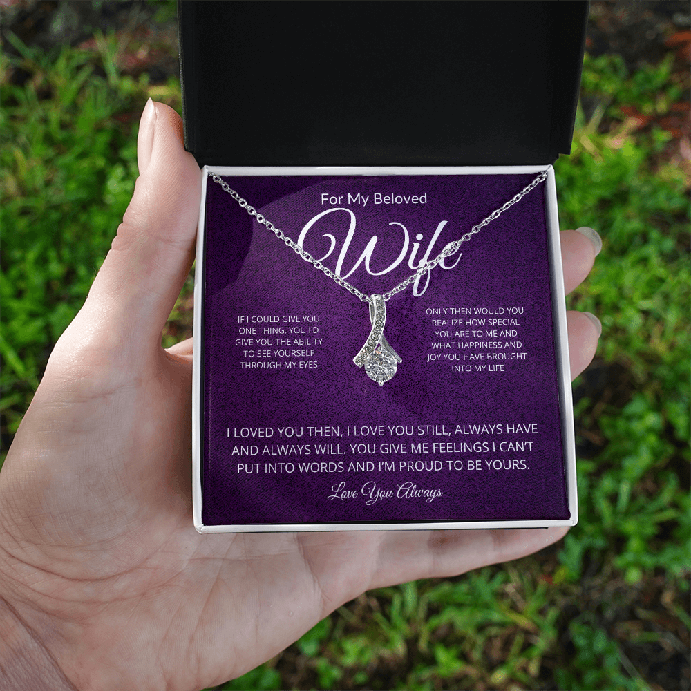 Alluring Beauty Necklace for Wife – Sparkling Pendant with 14k White Gold or 18k Yellow Gold Finish