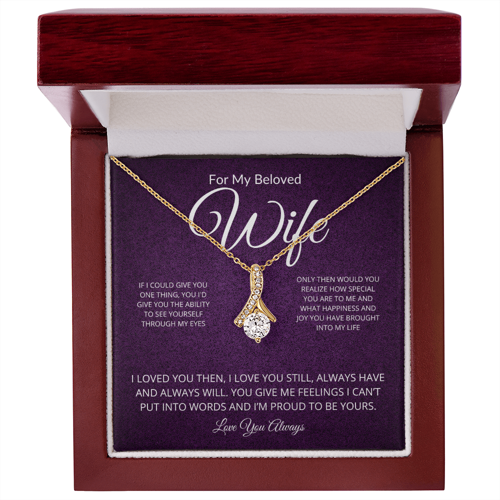 Alluring Beauty Necklace for Wife – Sparkling Pendant with 14k White Gold or 18k Yellow Gold Finish