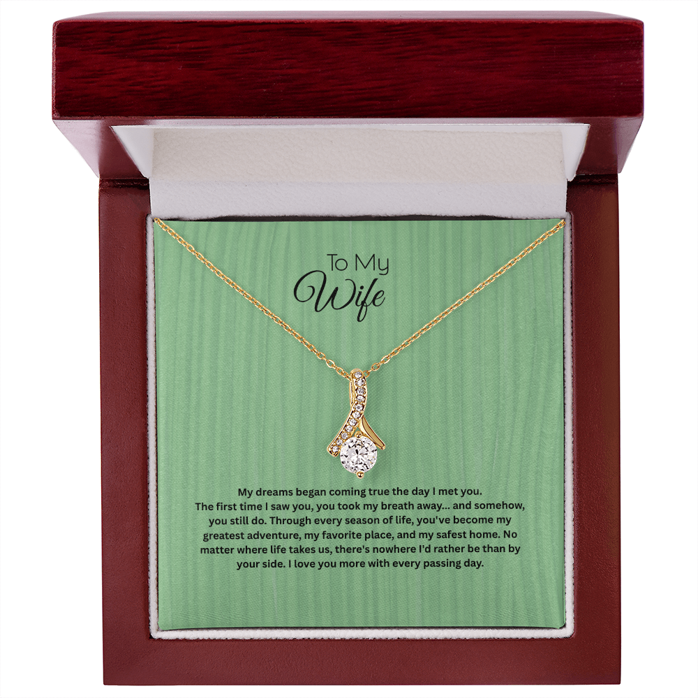 To My Wife Alluring Beauty Ribbon Necklace | Romantic Anniversary Gift for Wife