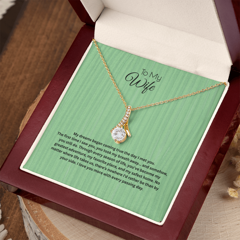 To My Wife Alluring Beauty Ribbon Necklace | Romantic Anniversary Gift for Wife