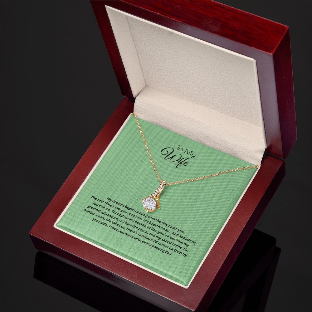 To My Wife Alluring Beauty Ribbon Necklace | Romantic Anniversary Gift for Wife